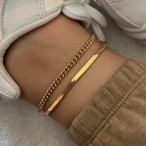 1 PCS- Gold Plated Herringbone Anklet